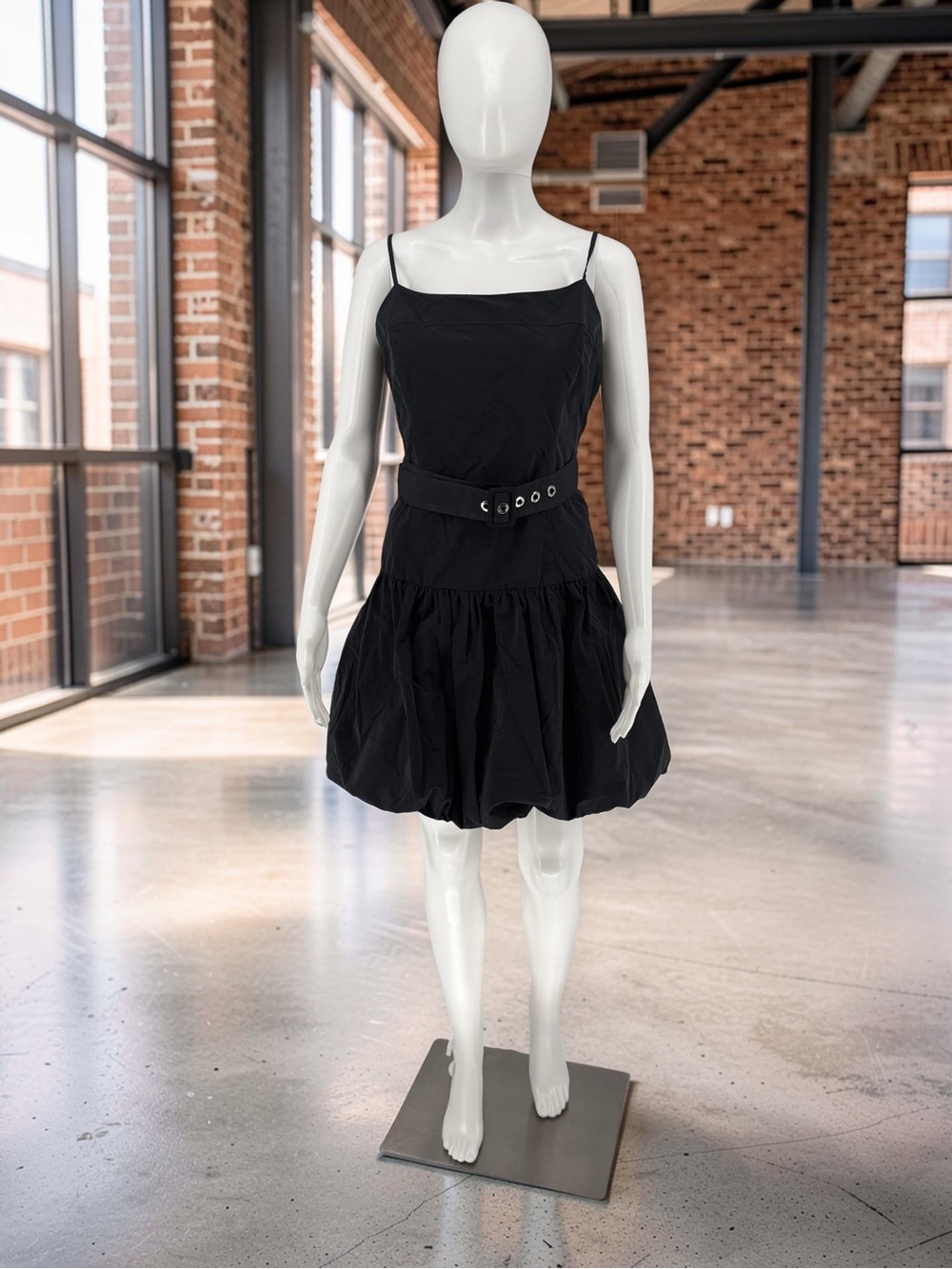 New DKNY Black Spaghetti Strap Belted Mini Dress size 10